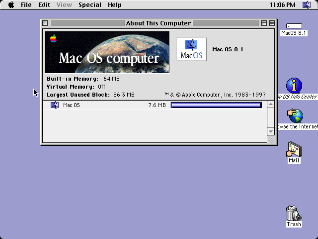 macintosh hard drive with system 8.1 power mac