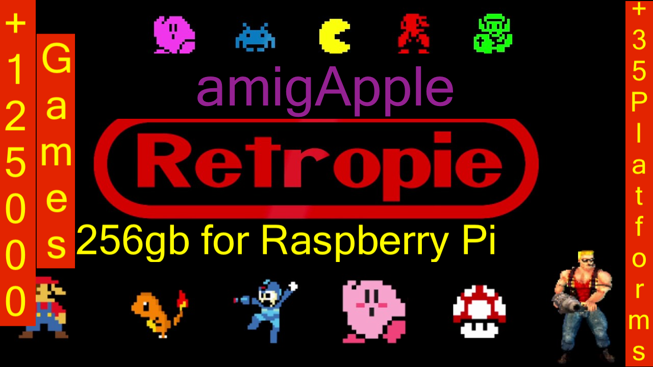 RetroPie Deluxe 256gb MicroSD Card for Pi 2-3-4-400, plug & play
