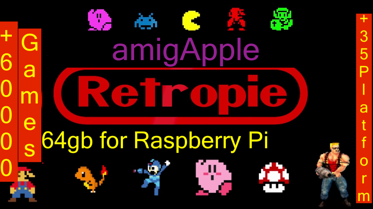 RetroPie Deluxe 64 gb MicroSD Card for Pi 2-3-4-400, plug & play